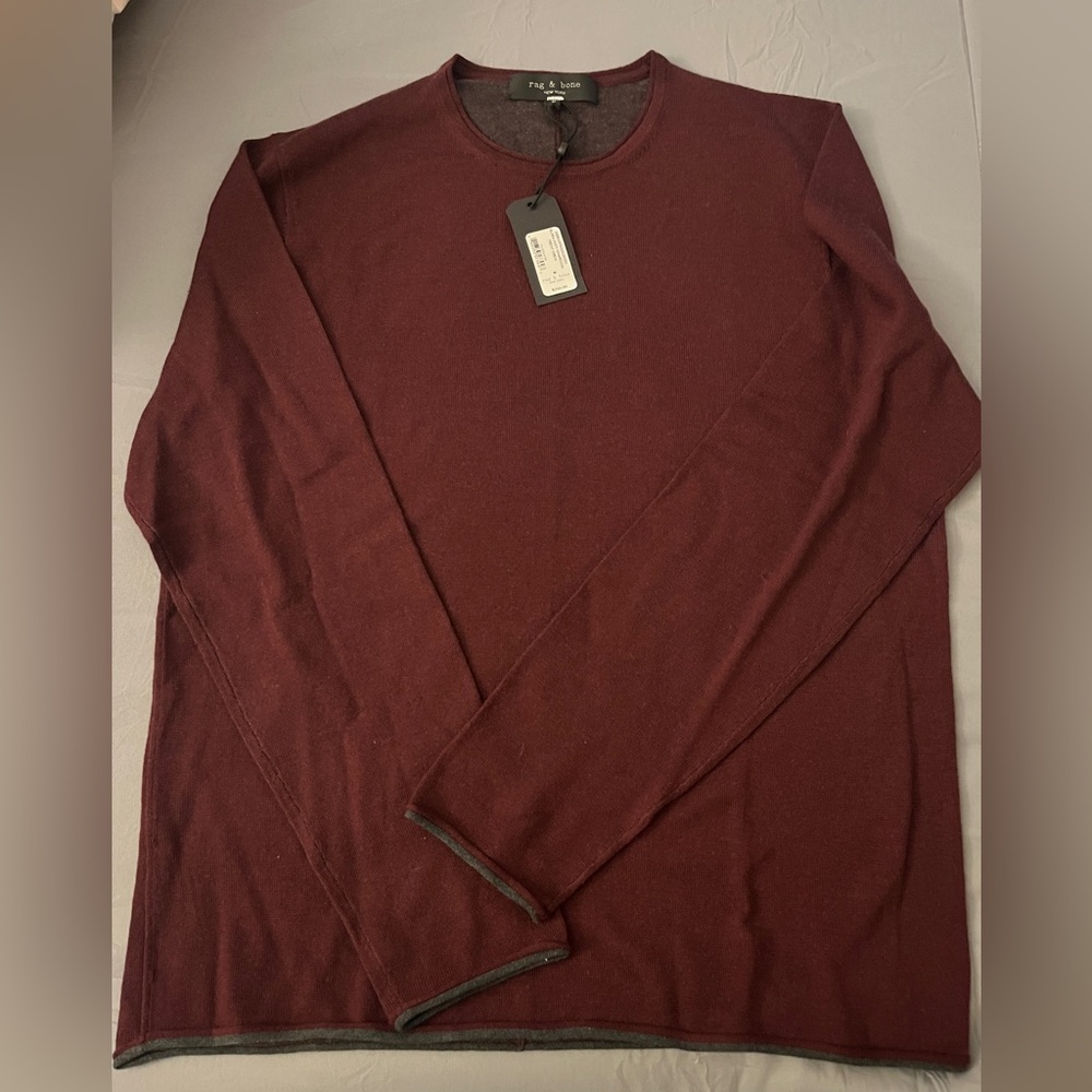 BNWT Rag & Bone burgundy maroon Trent merino wool shirt